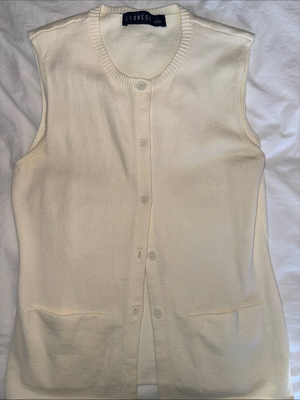 Lioness Cream Button-Front Knit Vest